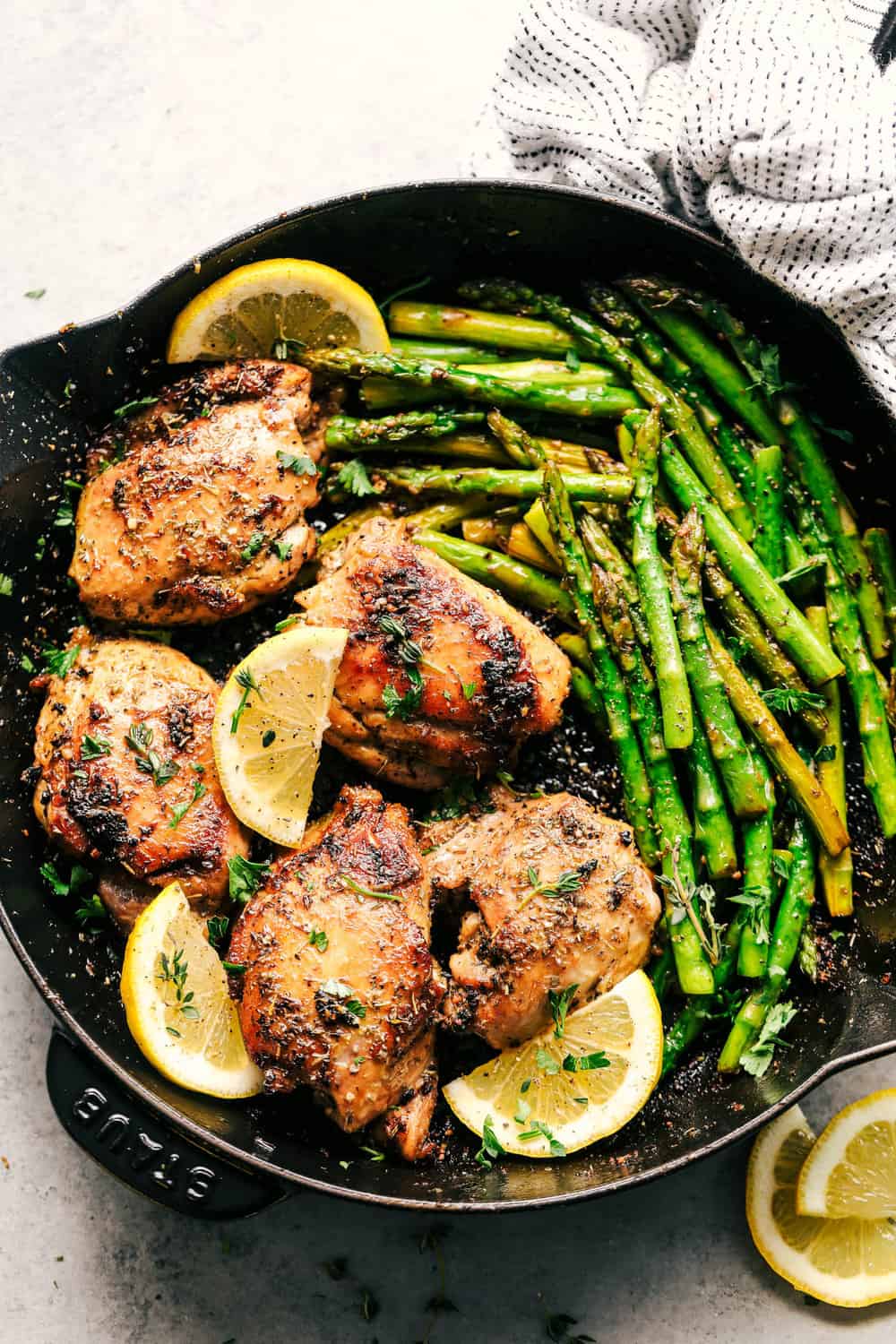 Lemon garlic butter herb chicken with asparagus