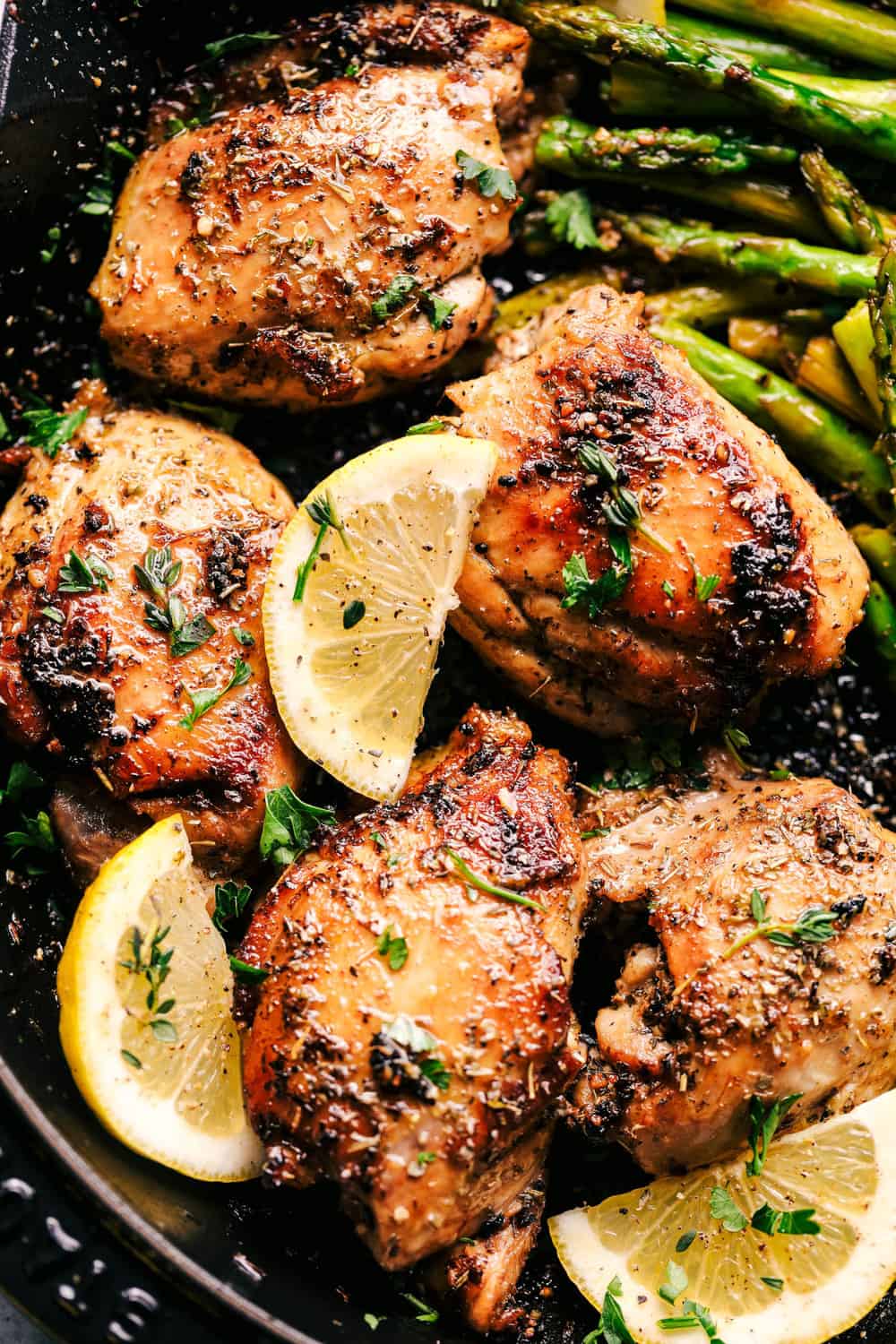 Lemon garlic butter herb chicken with asparagus