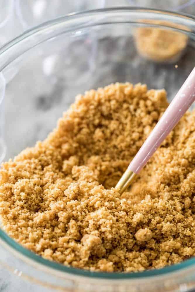 Graham cracker crust for cheesecake dessert cups.