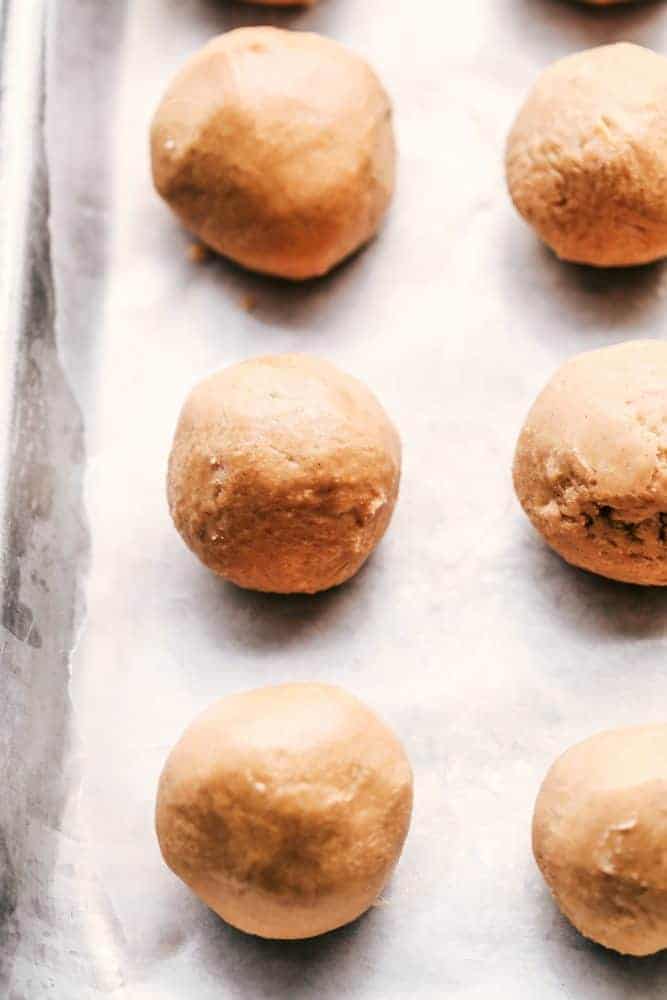 No Bake Buckeye Peanut Butter Balls on a baking sheet. 