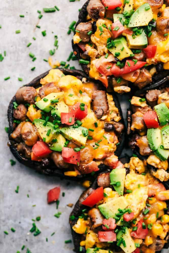 Southwest Sausage and Egg Stuffed Portobello Mushrooms.