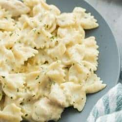 instant pot chicken alfredo pasta on plate