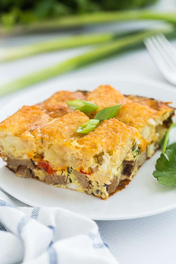 tater tot breakfast casserole piece