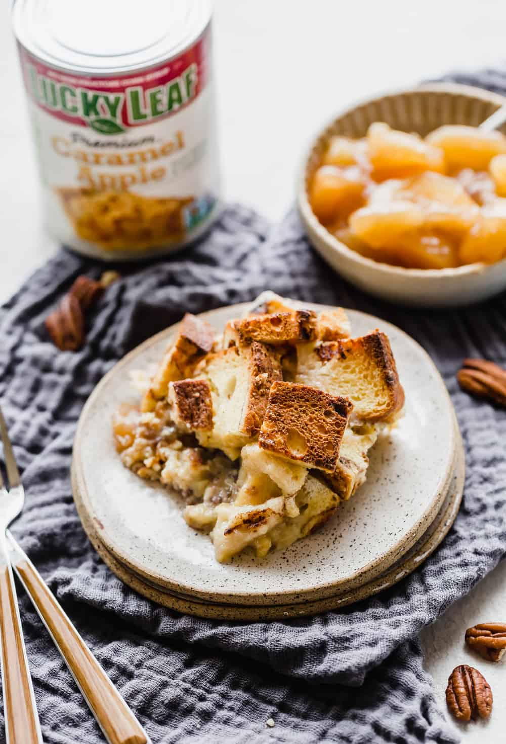 Caramel Apple French Toast Casserole on a plate.