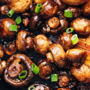 Closeup of Garlic Balsamic Mushrooms