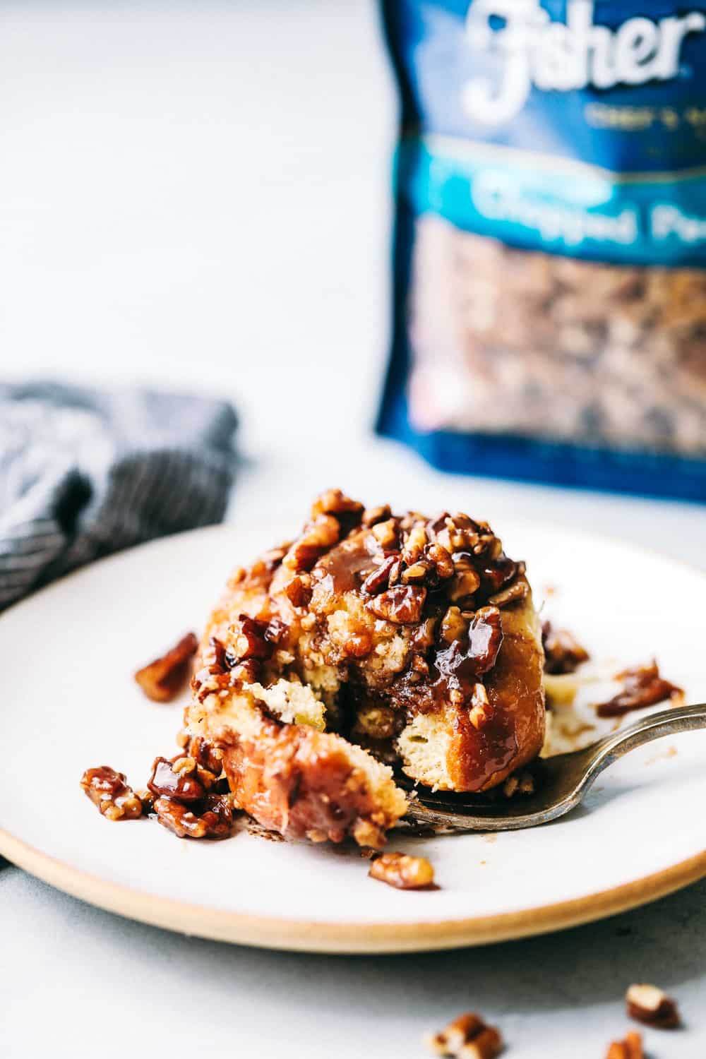 One Hour Caramel Pecan Sticky buns on a plate.