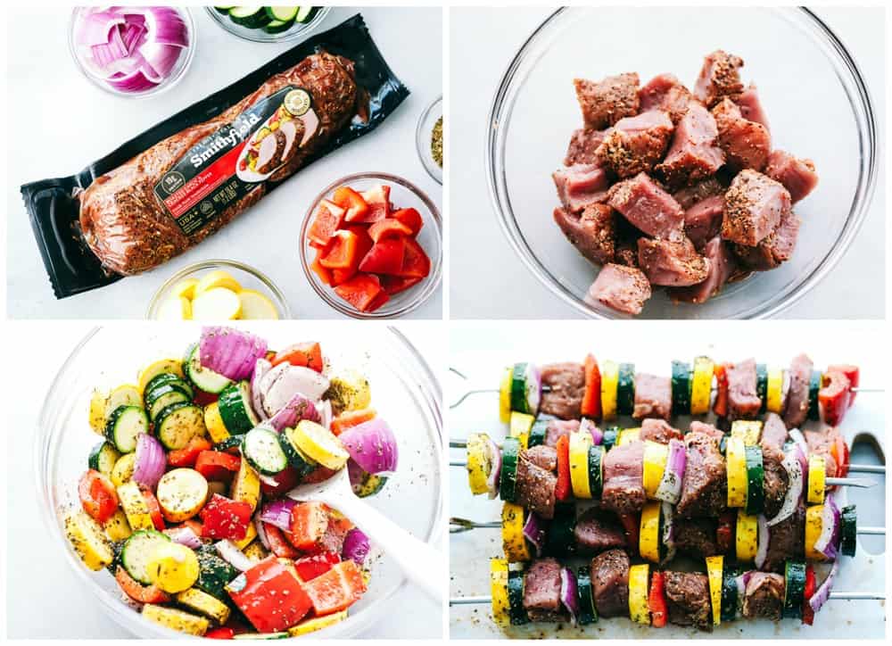 Steps to make Grilled Tuscan Pork Skewers 