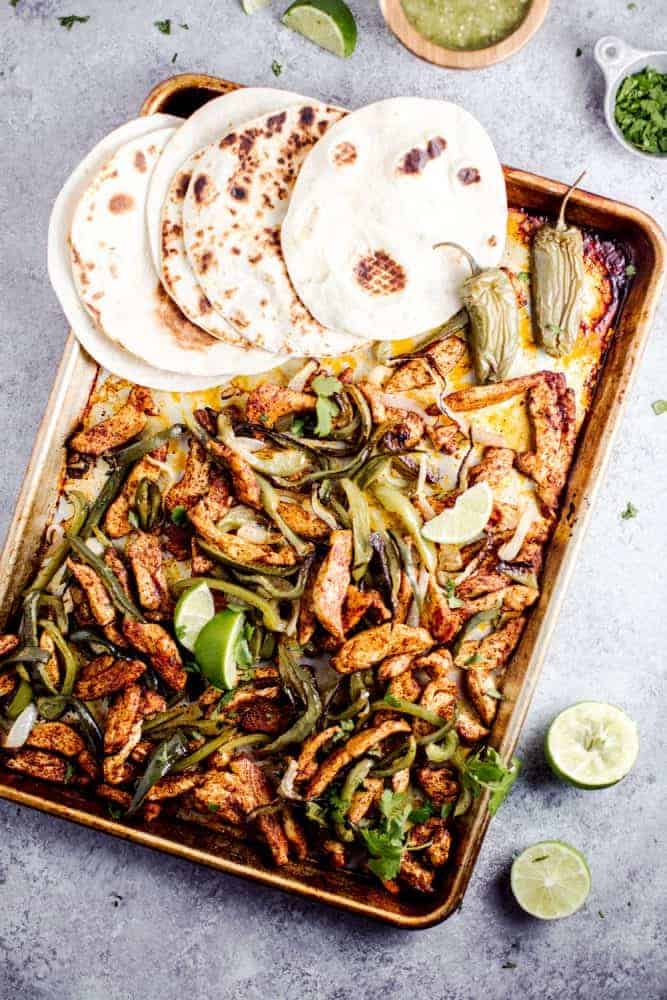 Sheet Pan Salsa Verde Chicken Fajitas