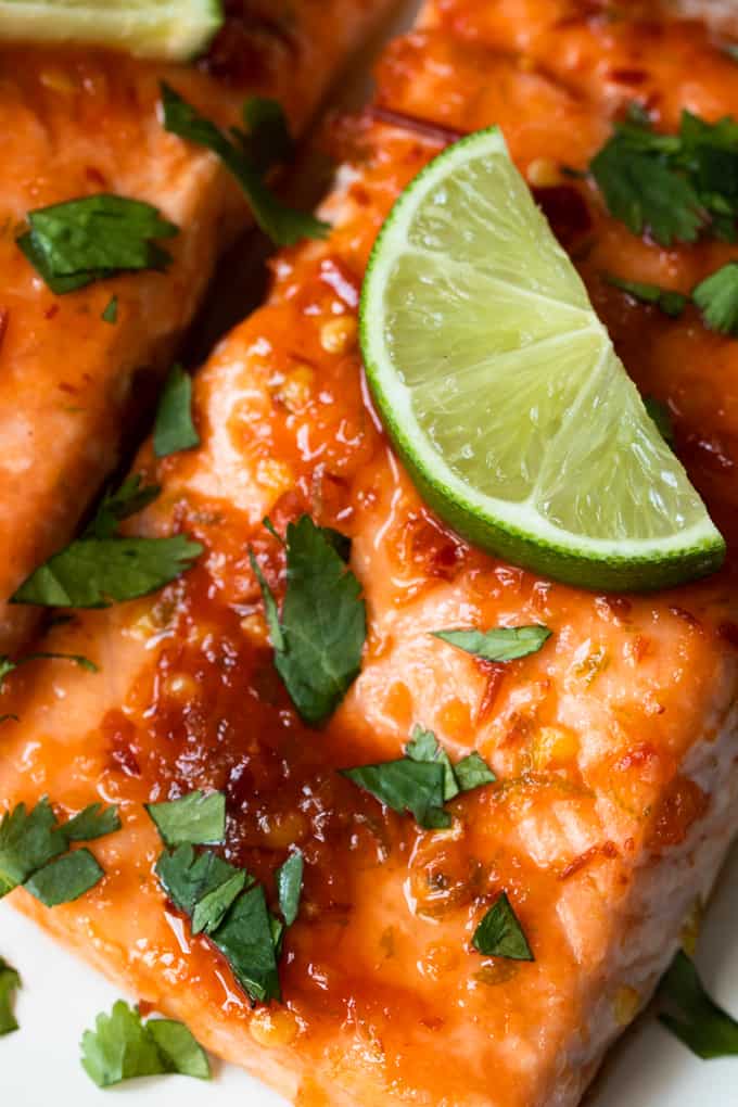 Chile Lime Salmon close up.