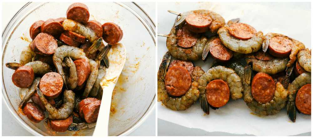 How to make Easy and Amazing Cajun Shrimp and Sausage Skewers