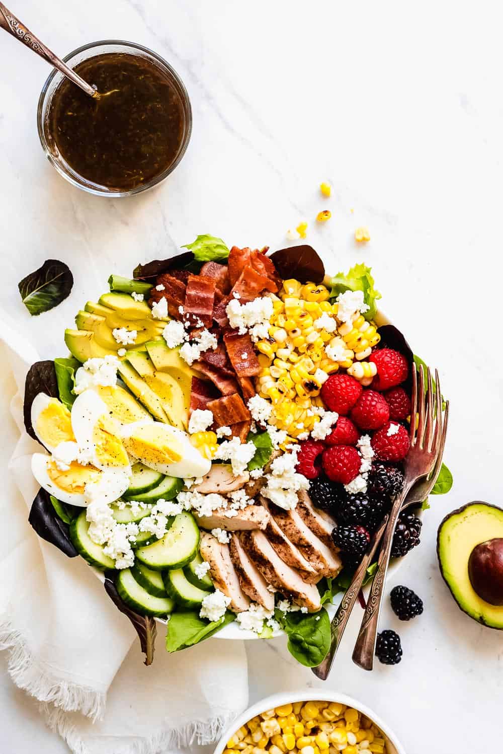 Summer cobb salad in a bowl.