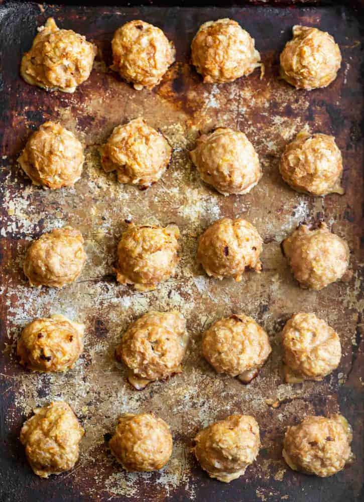 Chipotle Honey Meatballs on a pan 