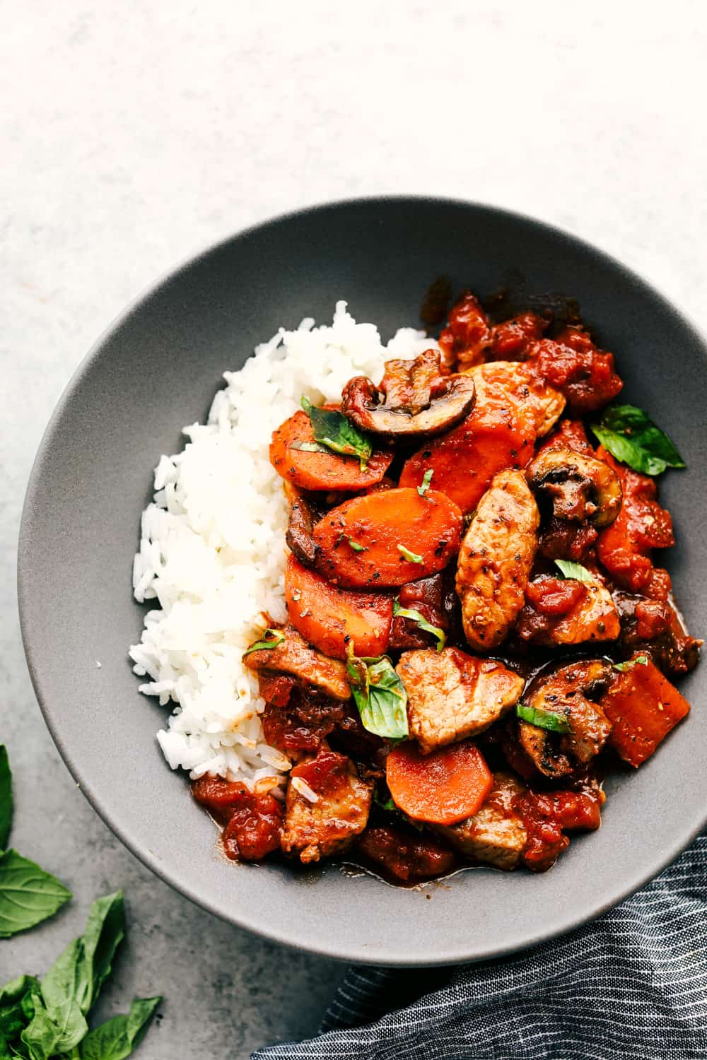 skillet pork cacciatore over rice