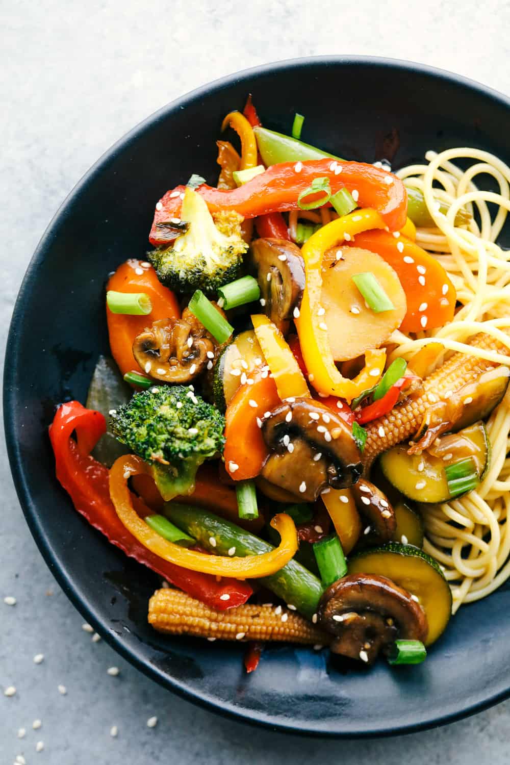 vegetable stir fry with noodles