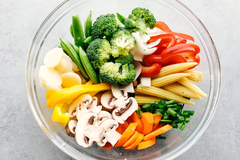 vegetables cut in a bowl