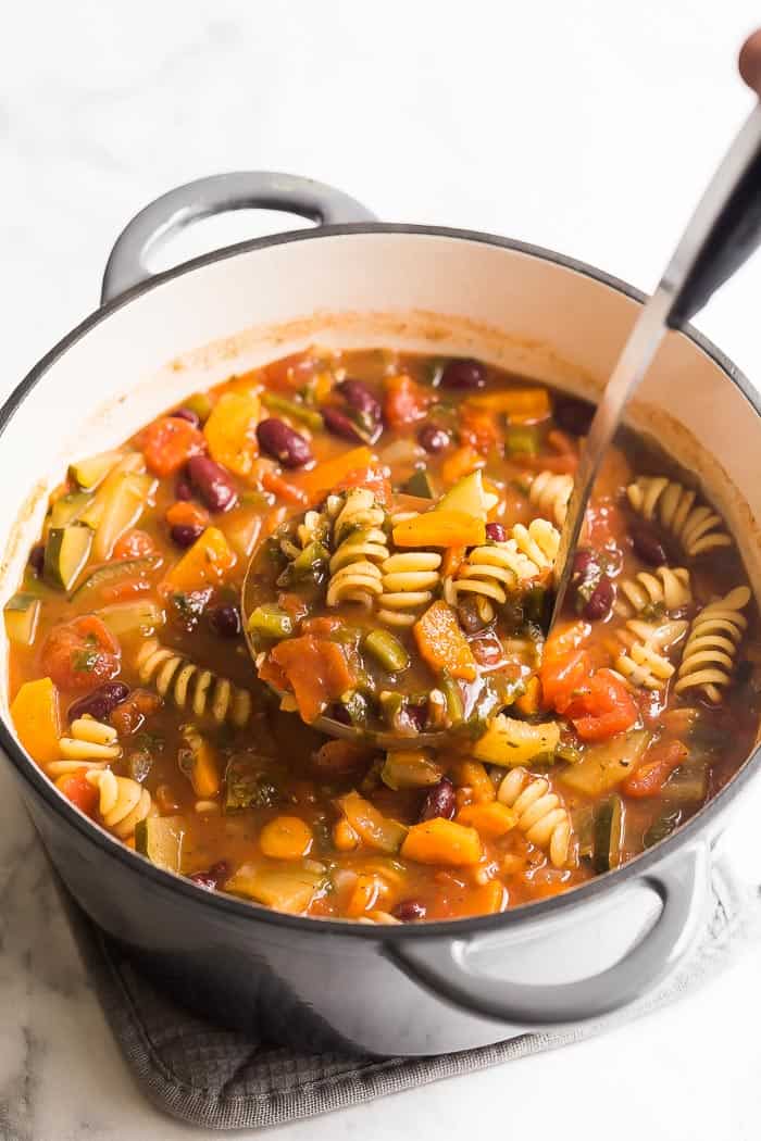 minestrone soup in pot