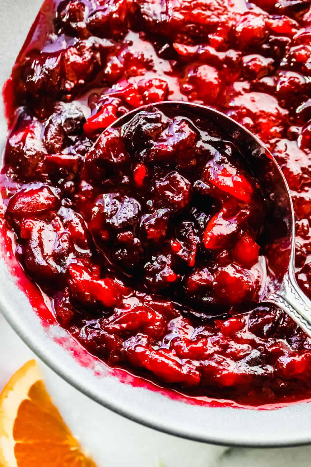 Up close cranberry sauce.