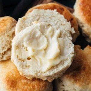 Butter slathered on buttermilk buscuits