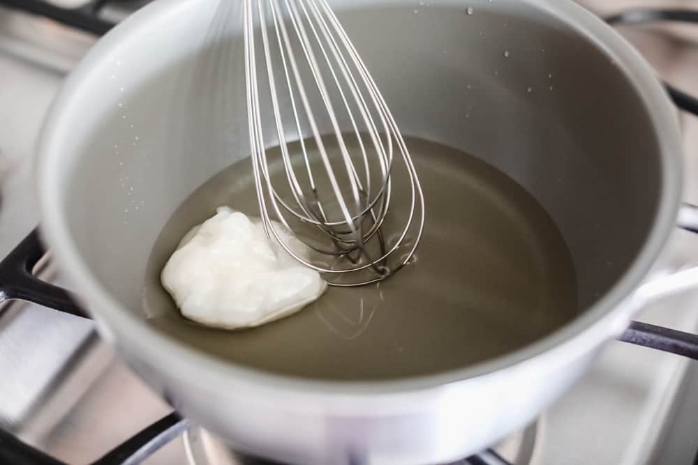 Whisking ingredients in a bowl