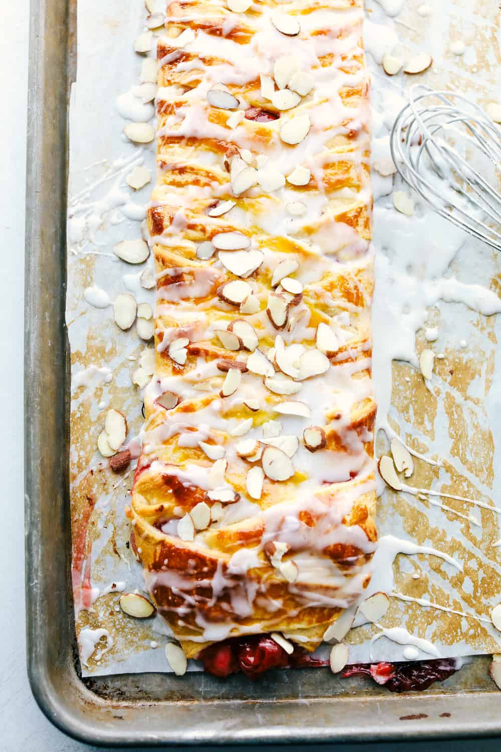 Cherry almond cream cheese breakfast braid