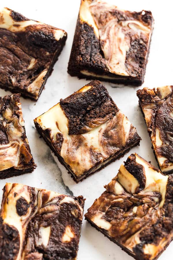 cream cheese brownies sliced