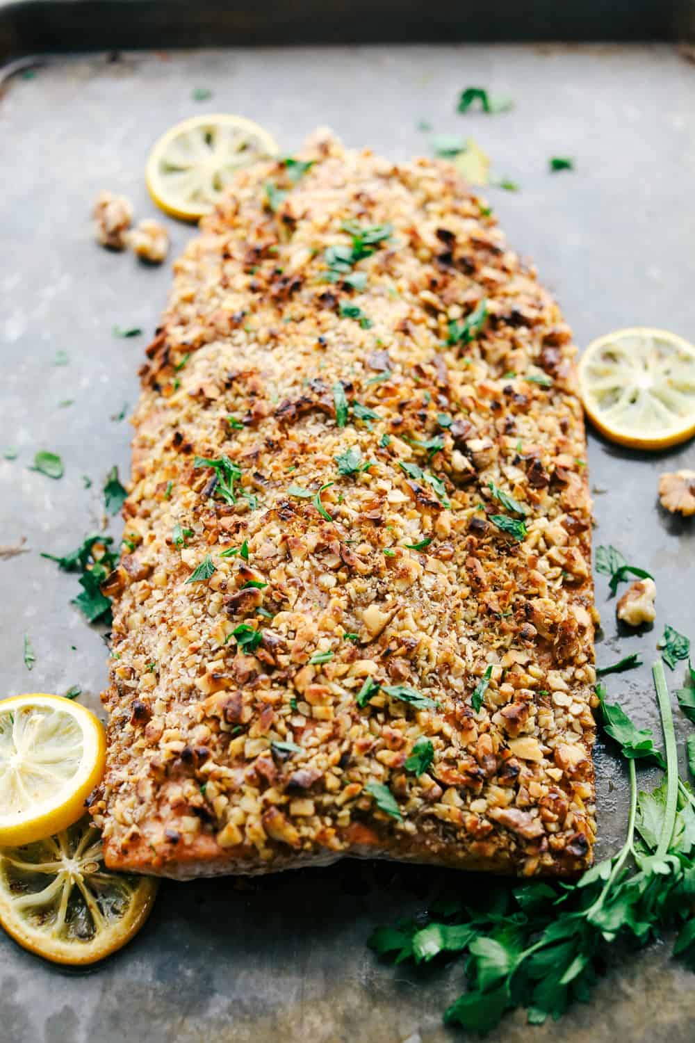 Walnut crusted maple salmon baked 