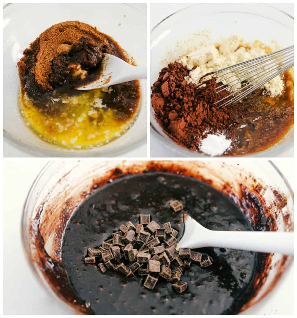 The process of making keto brownie recipe. 