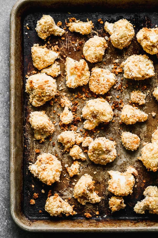 Baked cauliflower on a sheet pan