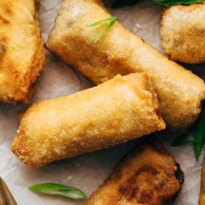 Closeup of egg rolls