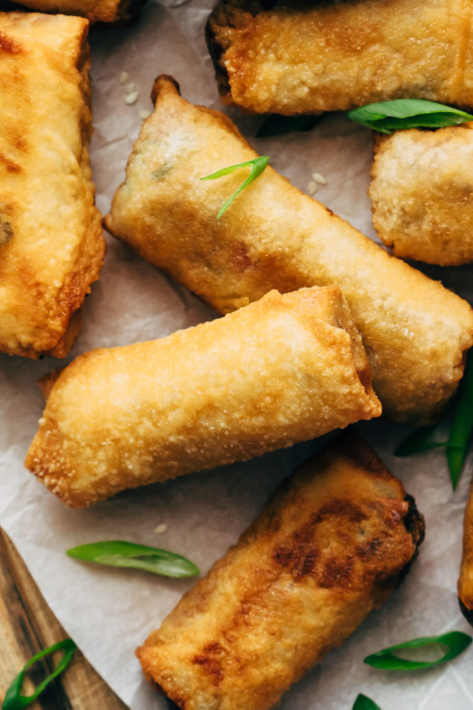 Closeup of egg rolls