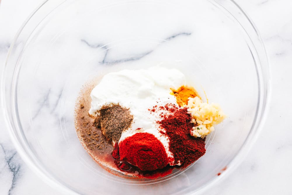 Spices in a glass bowl. 