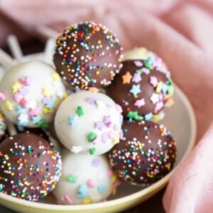 Cake pops in a bowl