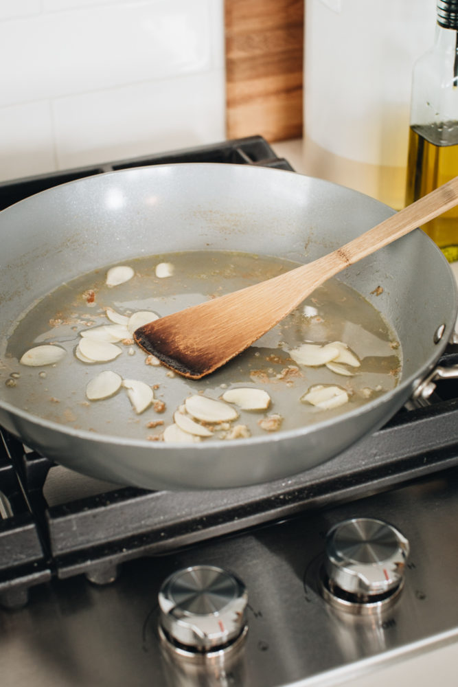 scampi sauce cooking on stove