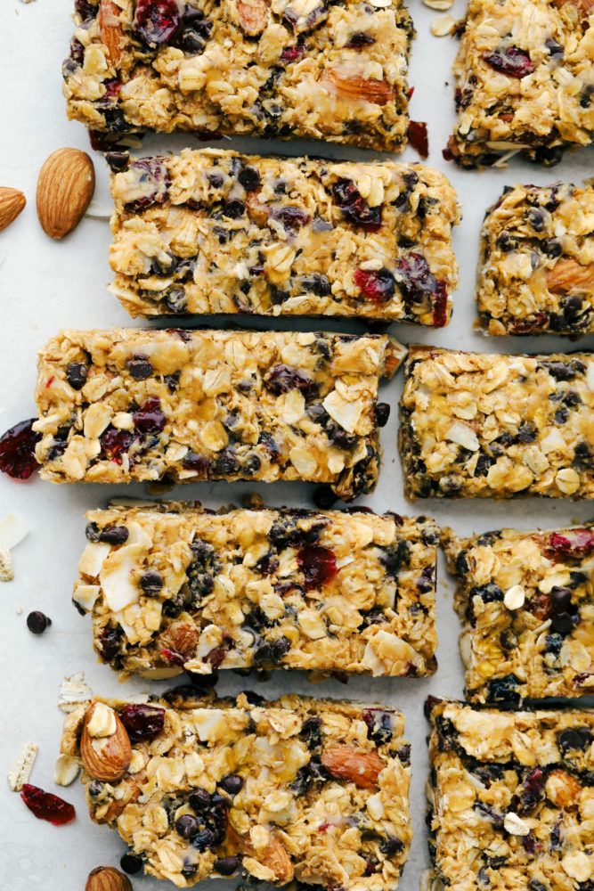 Sliced up granola bars. 