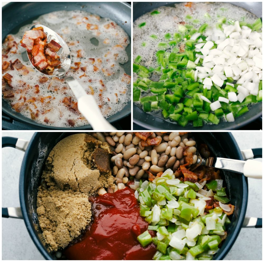 Steps to make baked beans.