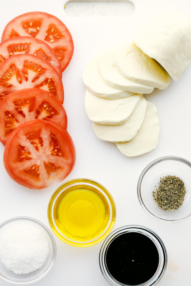 Ingredients for Caprese salad.