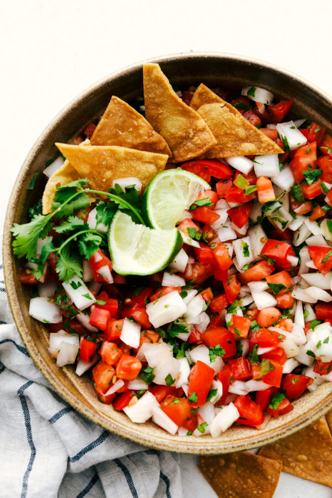 Bowl of pico de gallo.