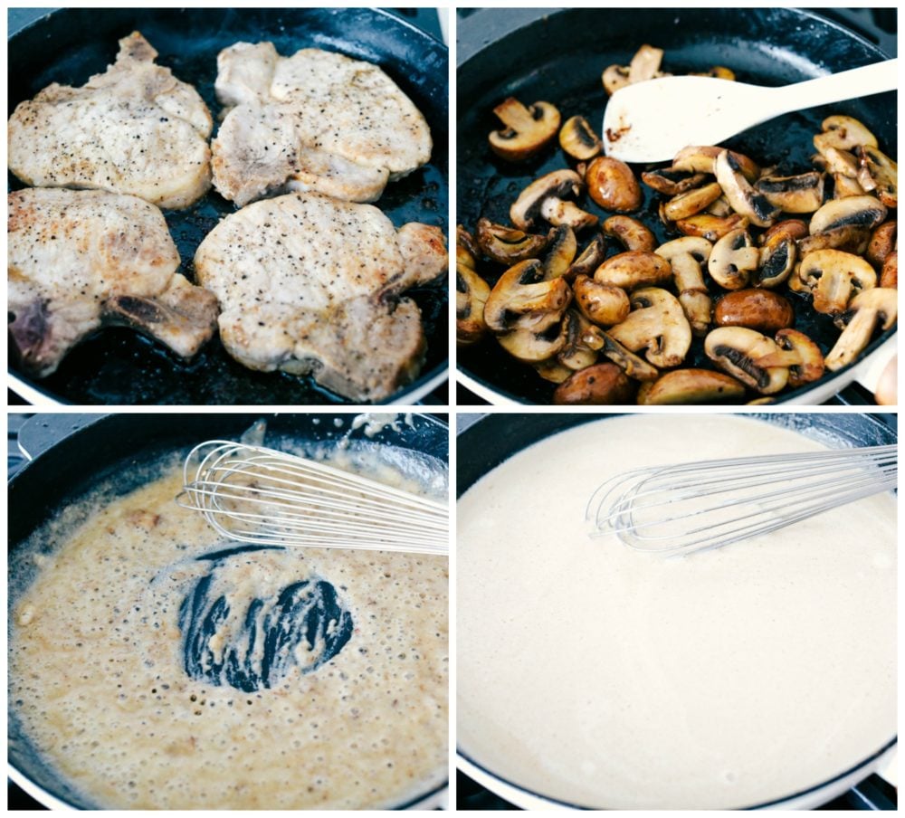 Steps to make smothered pork chops.