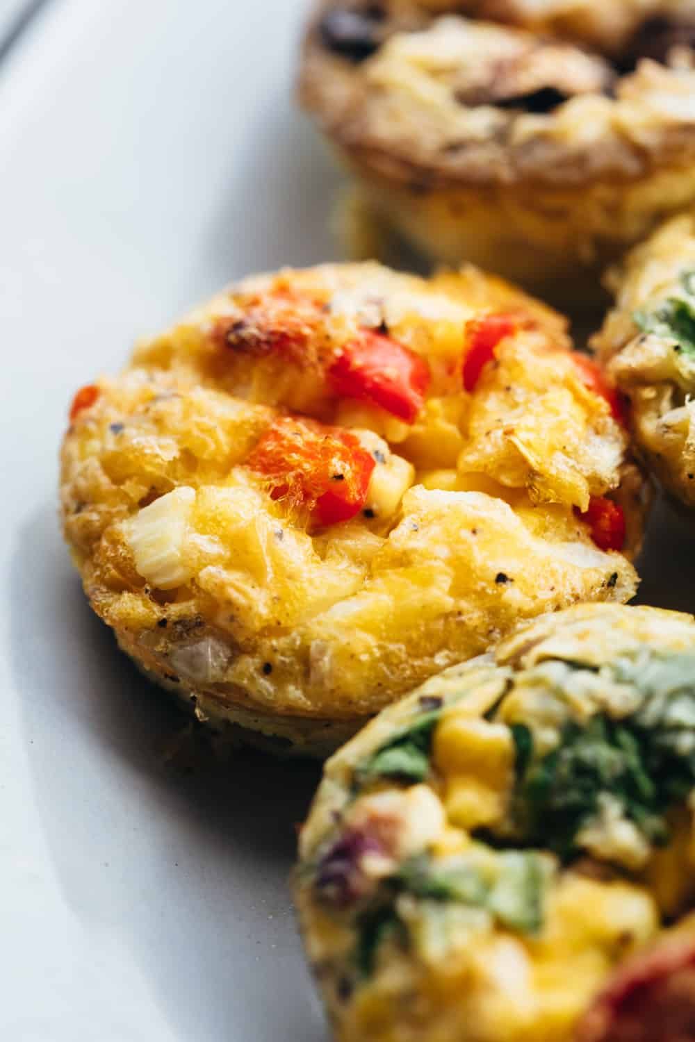 Closeup of baked egg muffins