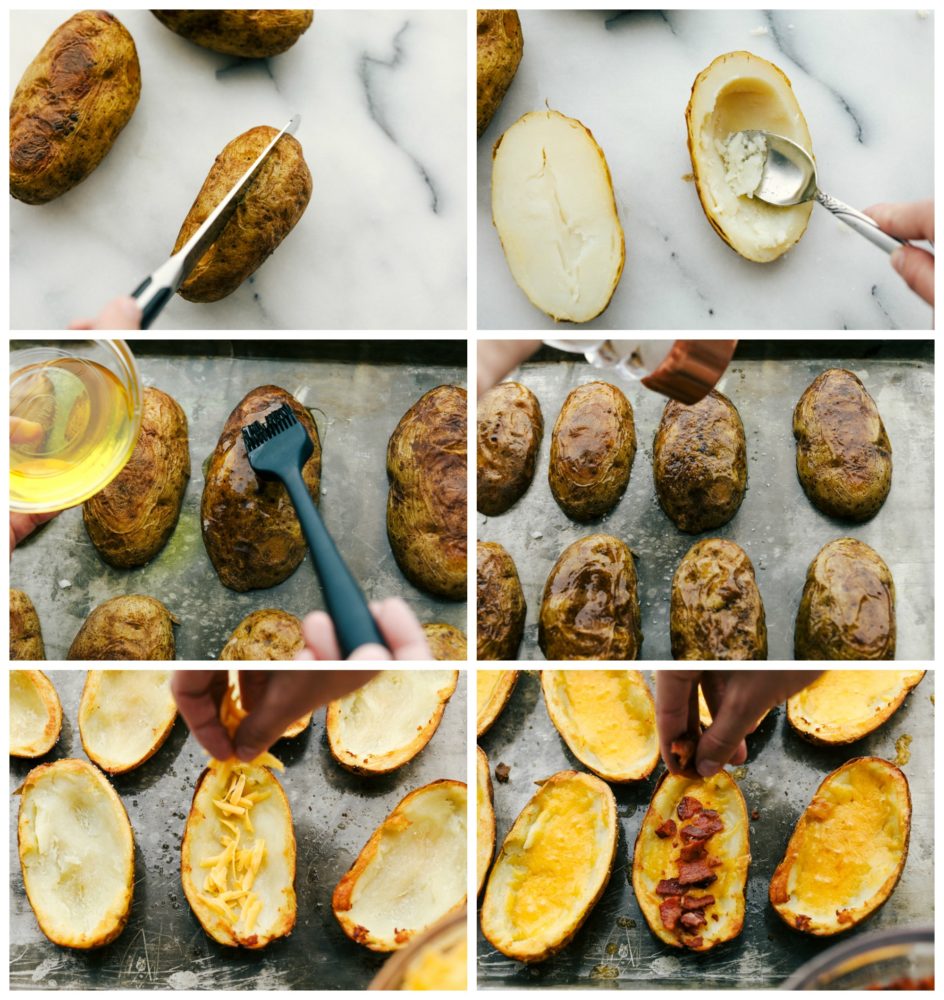 The process of making potato skins. 