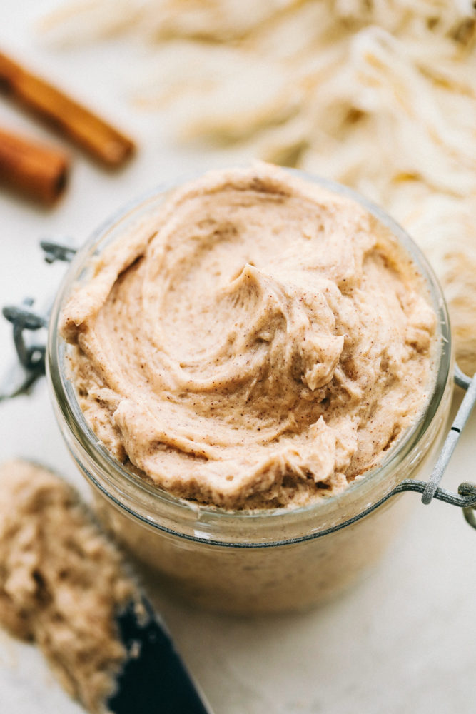 Cinnamon honey butter in a jar. 