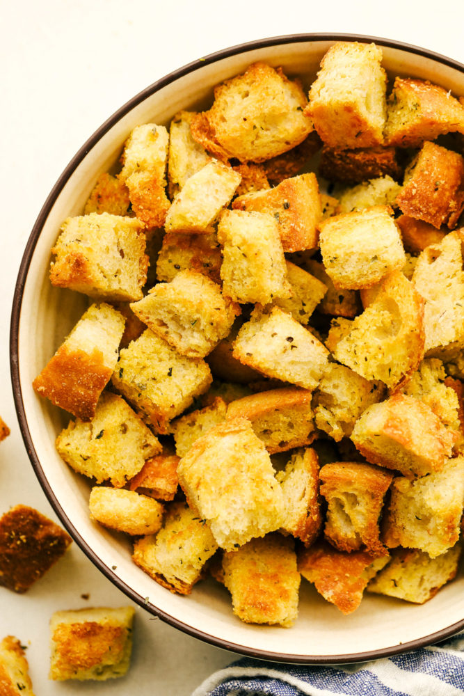 Crispy, savory, perfectly seasoned croutons.