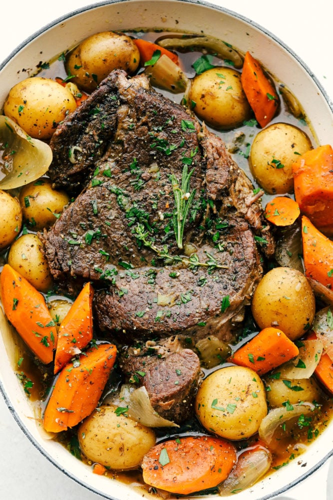 Melt in you mouth pot roast with tender carrots and potatoes