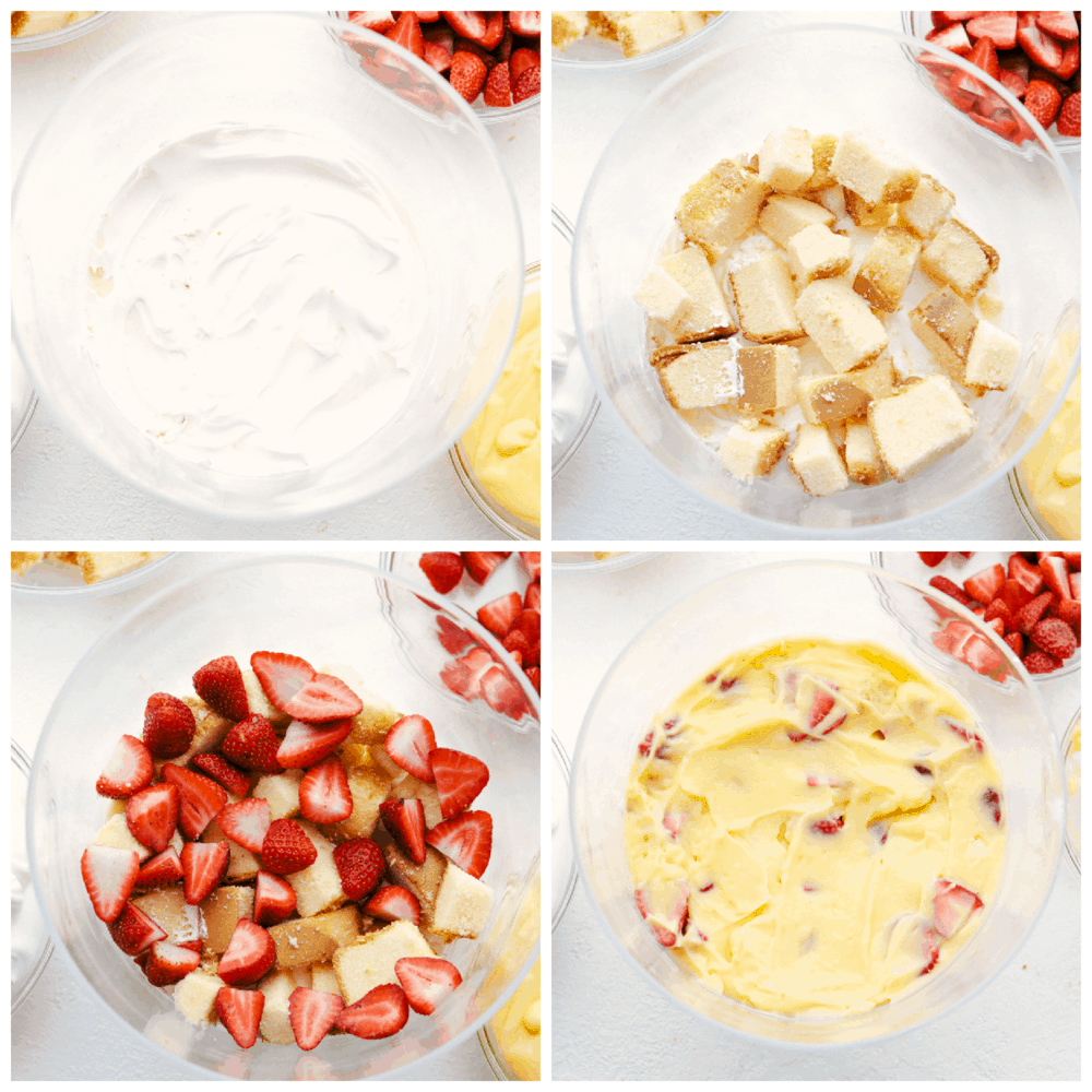 Process of making and layering the trifle. 