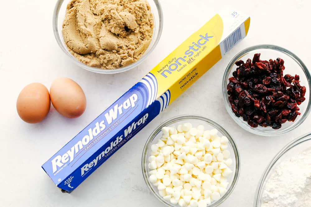 Ingredients in glass bowl. 