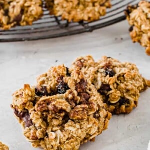 Healthy oatmeal cookies on top of each other.