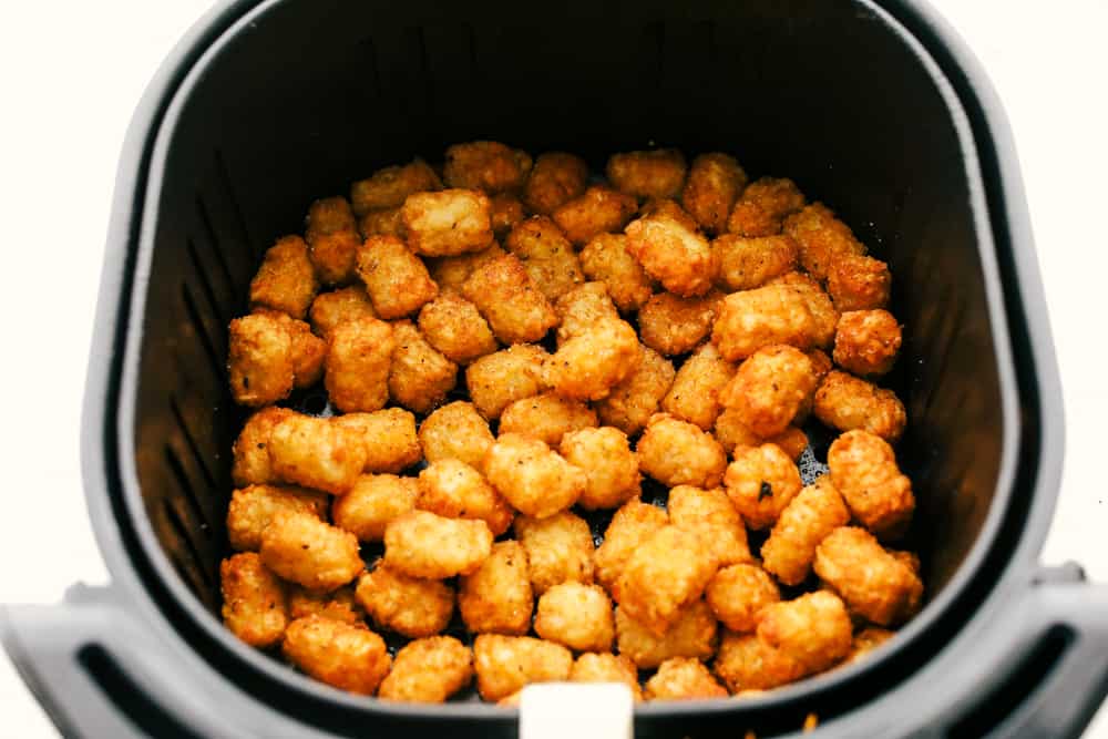 Crispy golden air fried tater tots. 