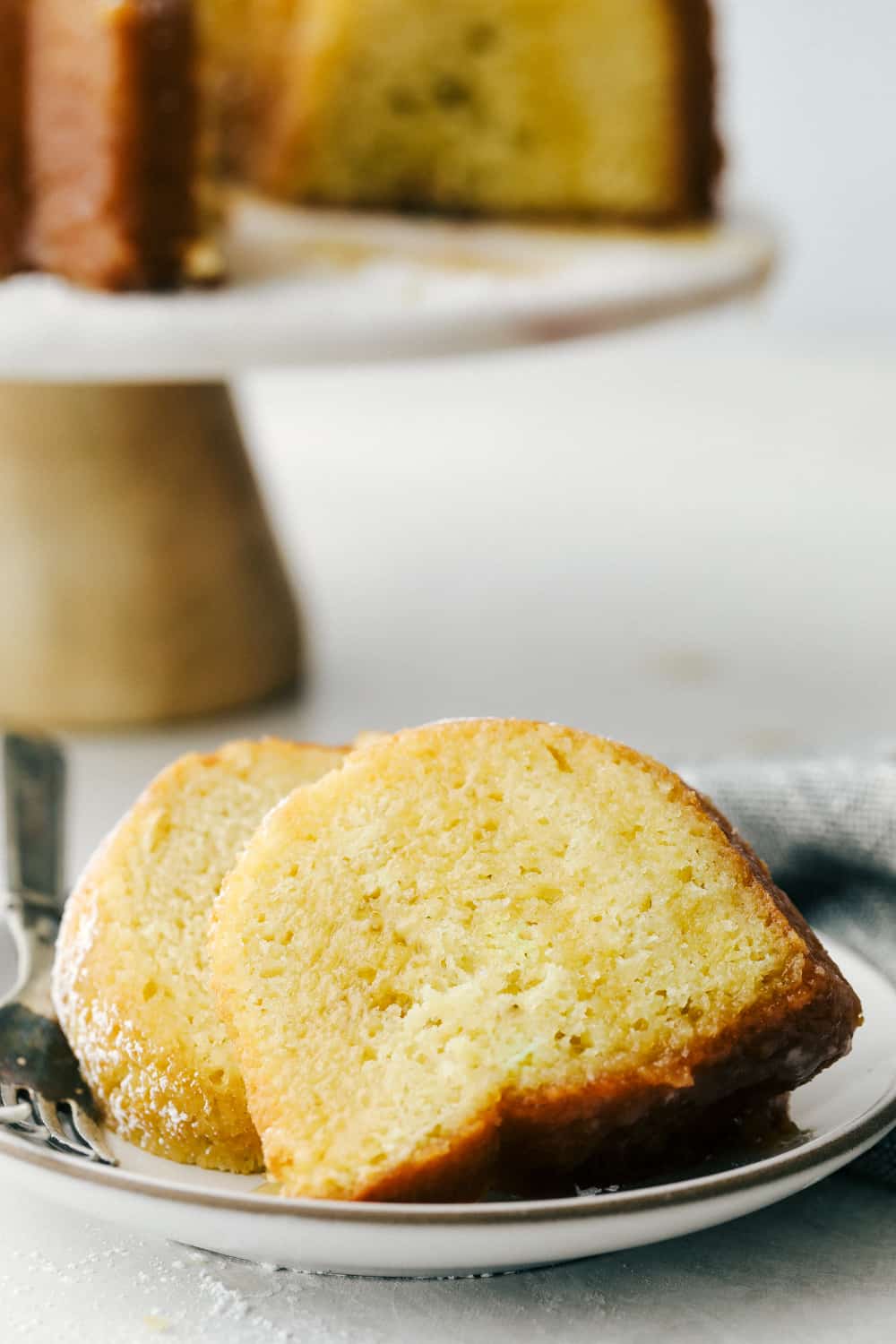 Slices of cake on a plate ready to eat. 