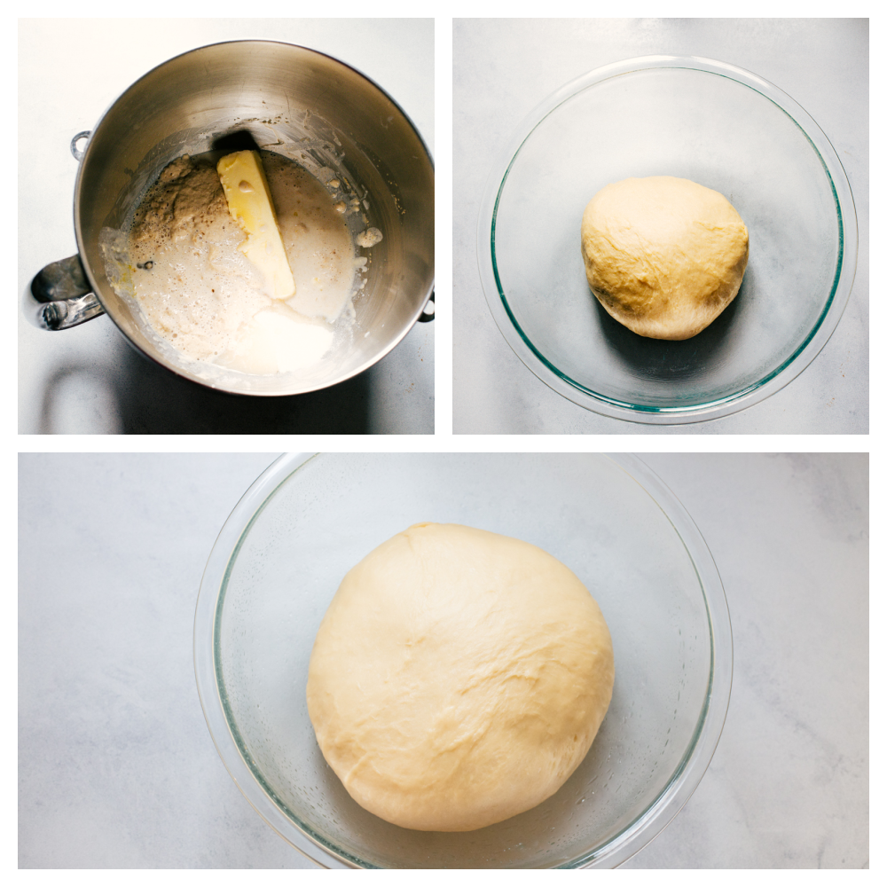 Mixing the ingredients and making the dough. 