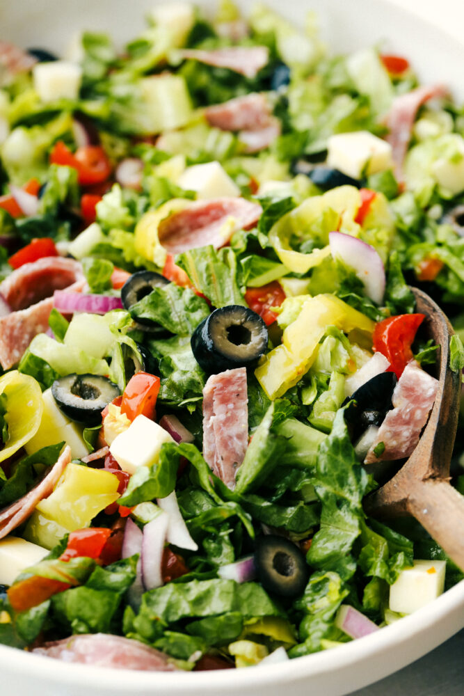 Mixed Italian chopped salad ready to serve. 